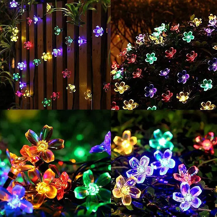 Tira de bombillas LED decorativas para exteriores, luces solares navideñas de 8M, para Decoración