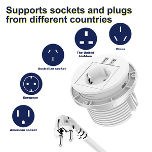 Custom White <strong>Uk</strong> Socket Recessed <strong>Mounted</strong> Tabletop Furniture 2 Usb Port Desktop Socket Table Desk Grommet Power Socket Outlet - Product Image 3