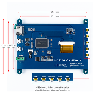 5 Zoll LCD-Touchscreen Raspberry Pi-Display 800 * 480 Kapazitätsbildschirm HDM-I Monitor für Windows 10/8/7 Raspberry Pi-Touchscreen - Product Image 6