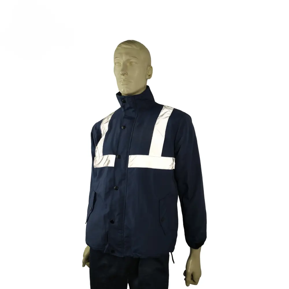 OEM grosir PU dilapisi Taslan musim dingin bulu lapisan pakaian kerja seragam ritsleting jaket reflektif