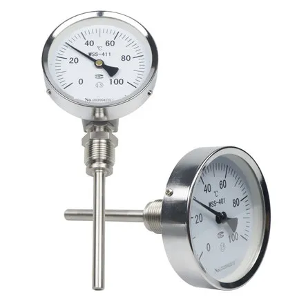 Tipo radiale termometro bimetallico industriale wss311/411/511 termometro di misurazione della temperatura della caldaia del tubo in acciaio inox