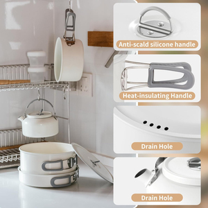 Xách tay cookwar Ấm đun nước và không dính Bộ đồ ăn ngoài trời đặt Frying Pan và chậu chảo cho cắm trại và du lịch nhà bếp cookset - Product Image 3