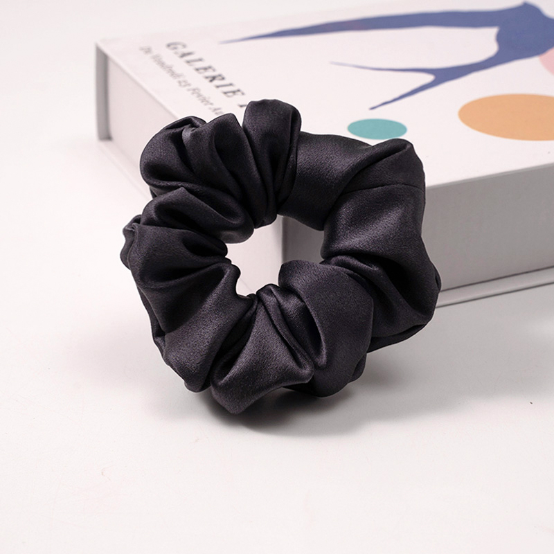 Dark Gray Silk Scrunchie 4cm