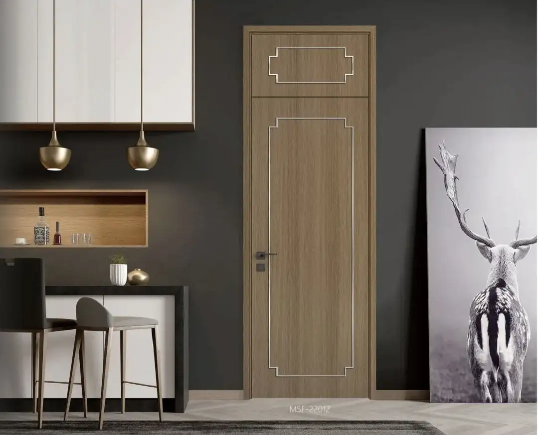 Porte en bois MDF PVC MSF-22012 avec finition en aluminium Option économique pour la décoration de la chambre à coucher dans les matériaux de construction de la maison