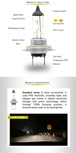 หลอดไฟหน้าฮาโลเจนแบบ H7อเนกประสงค์, หลอดไฟ12V 100/90W IP65 4300K หลอดไฟประหยัดพลังงานใช้ได้ยาวนาน - Product Image 4