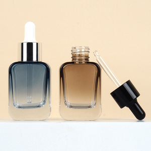 Stock Wholesale <strong>30m</strong> Rounded Flat Square Essential Oil Bottle Rose Gold Essence <strong>Perfume</strong> Clear Empty Bottle Dropper - Product Image 2