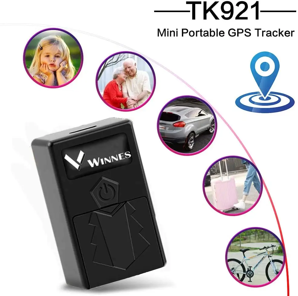 Microdispositivo de rastreamento winnes tkstar, mini rastreador gps profissional tk921 com função sos, para crianças, com gps
