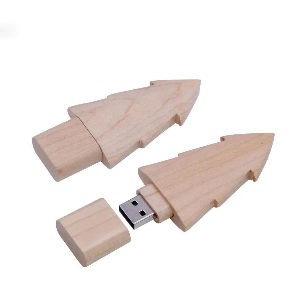 Memoria usb 3,0 con forma de árbol de Navidad, pendrive de madera personalizado, memoria usb para regalo de promoción