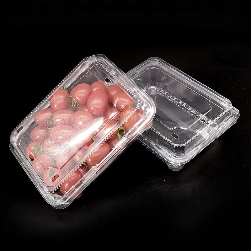 Boîte en plastique transparente avec couvercle, pièces, personnalisable, pour emballage de fruits, myrtille, cerise