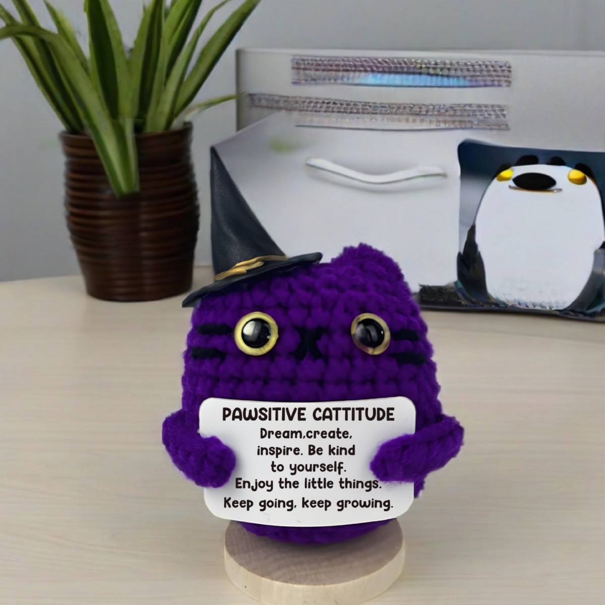 chat sorcière poupée en laine