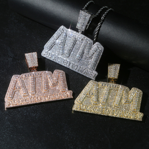 Yeni buzlu Out Bling harfler ATM bağımlısı To para kolye kolye altın kaplama AAA zirkon 5mm tenis zinciri erkekler erkek Hip Hop takı - Product Image 5