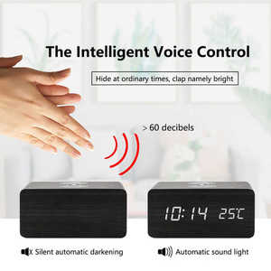 Çevre koruma ahşap çalar saat, takvim, sıcaklık izleme, birinde ses kontrolü, kablosuz şarj desteği - Product Image 4