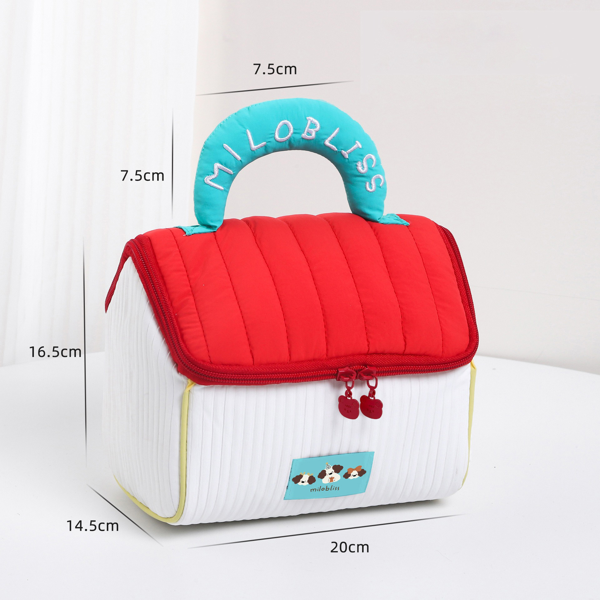 Neceser rojo con asa azul