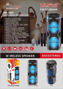 Micrófono inalámbrico de 15 pulgadas, altavoz subwoofer, caja grande, sistema de fiesta de DJ con funciones de cine en casa para uso en exteriores - Product Image 6