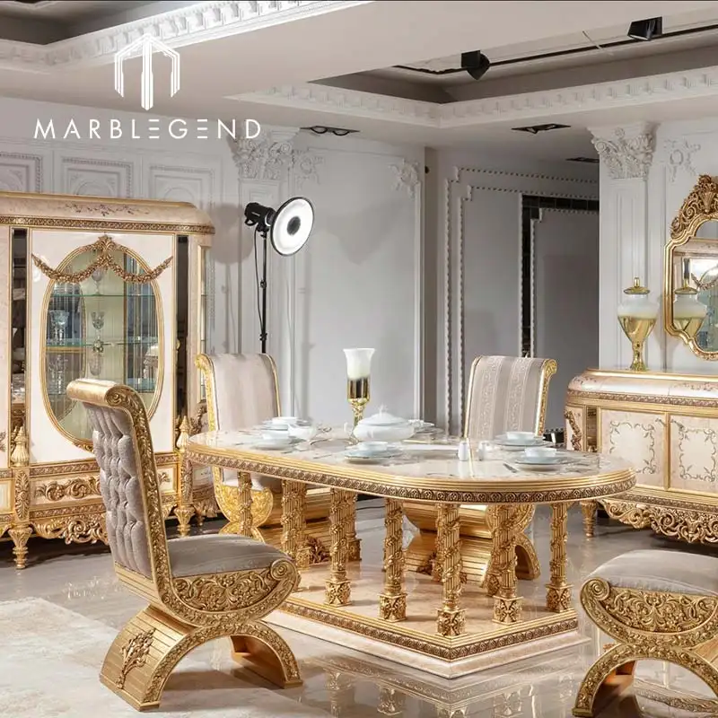 Conjunto de Muebles clásicos de lujo tallados a mano para dormitorio, villa personalizada de gama alta, comedor