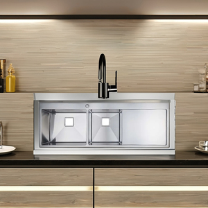 现代厨房多功能石英复合厨房水槽带排水板耐用工作站水槽 - Product Image 3
