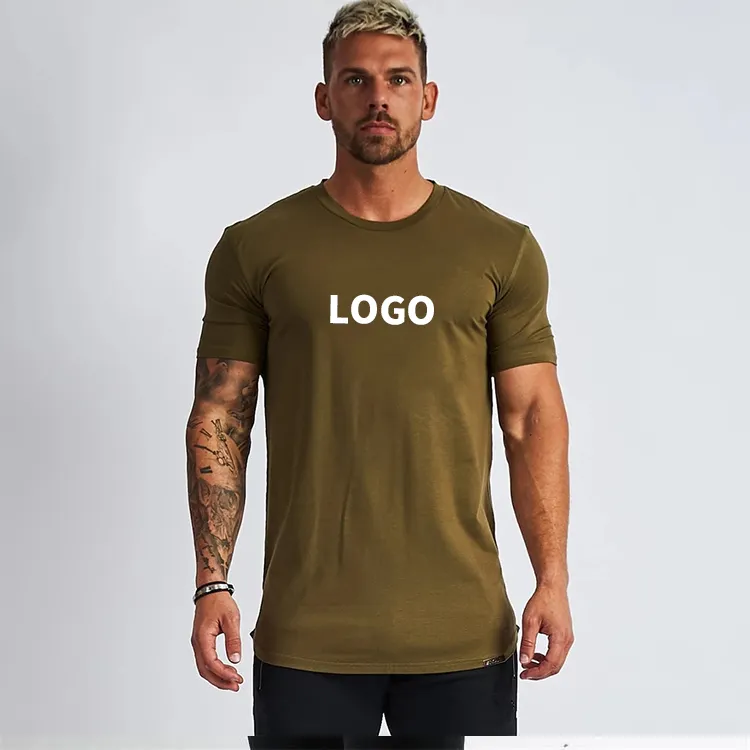 Camiseta de Fitness transpirable personalizada para hombre, Camisa lisa de algodón con cuello redondo, ajustada, de manga corta, Blanca, para gimnasio