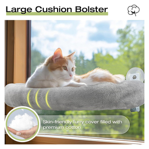 Alféizar de ventana plegable hamaca para gatos, ventosa para ventana de vidrio, colgante de otoño e invierno, hamaca para gatos de peluche, suministros para nidos para mascotas - Product Image 2