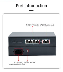Fuente de alimentación del interruptor PoE de 4 puertos AC110 - 220V Interruptor POE Ethernet de red CCTV de 4 puertos para cámara IP - Product Image 4