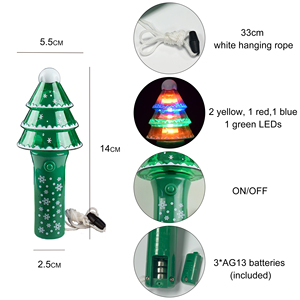 Santa Snowman Cây giáng sinh Thiết kế <span class=keywords><strong>LED</strong></span> nhấp nháy ánh sáng <span class=keywords><strong>Spinner</strong></span> Wand PS Chất liệu giáng sinh ánh sáng lên đồ chơi cho trẻ em - Product Image 6