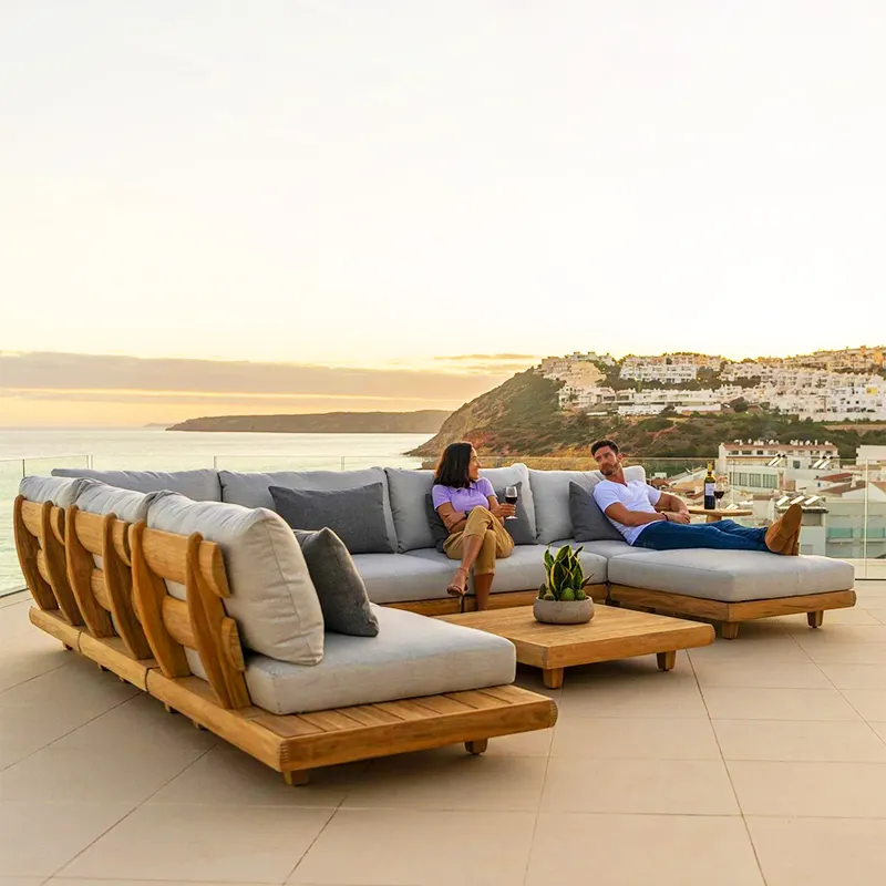 Hiện Đại Đồ nội thất gỗ rắn gỗ tếch sofa đặt phòng khách nhà Thanh sofa Patio khách sạn ngoài trời Vườn sofa