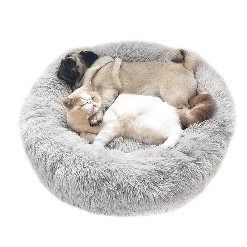 Großhandel Runde Wasch bare Plüsch Katzen haus Matte Sofa Hund Haustier Bett Luxus Hunde bett