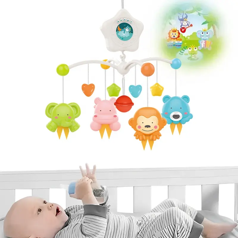 Proiettore Baby Bed Bell Carousel culla per bambini giocattolo musicale culla musicale per bambini Mobile con rotazione a 360