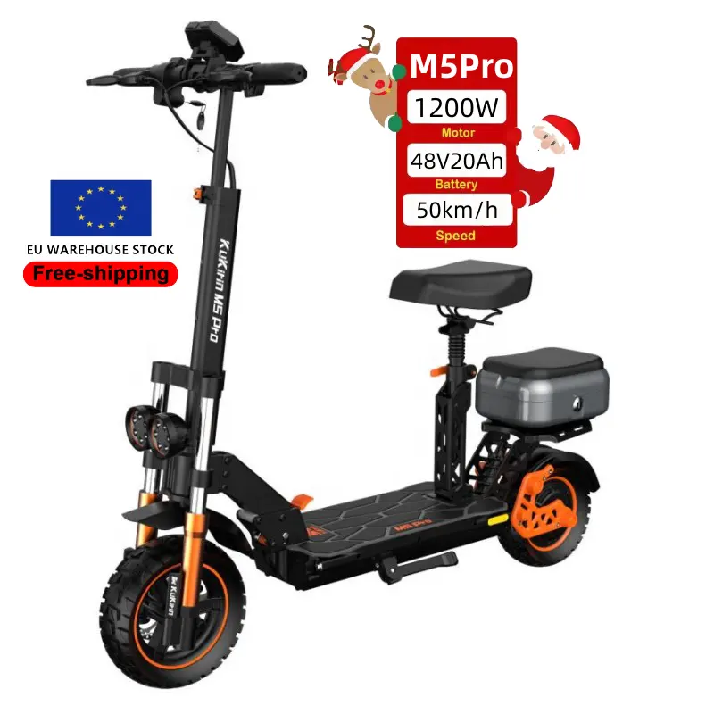 Kugookirin-patinete eléctrico M5Pro de largo alcance para todo terreno, scooter plegable de alta velocidad con asiento, 1200w, nuevo diseño, Envío Gratis a la UE