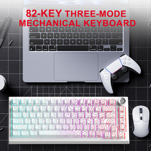 RGB Chiếu Sáng Đường Viền Địa Hình 82-Key Chơi Game Bàn Phím Cơ Khí 75% Trắng Đen Tri-Chế Độ Hot Swappable Bàn Phím Cơ Khí - Product Image 4