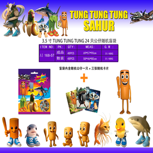 ตุ๊กตา Tung Tung sahur Meme-ไวรัส 'shan Hai jing' ชุดสะสมล้อเลียนของเล่นกล่องตาบอดที่ไร้สาระสำหรับตลาดเรา - Product Image 1