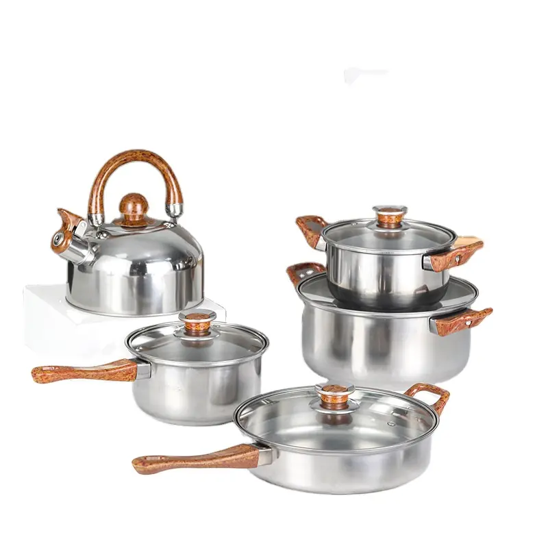 Utensilios de cocina de acero inoxidable de alta calidad, juego de ollas y sartenes para sopa