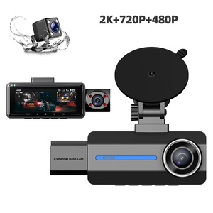 Cámara de salpicadero impermeable de 3 canales 4K para coche, lente dual, grabadora de conducción delantera y trasera, cámara Dvr con función de grabación en bucle - Product Image 1