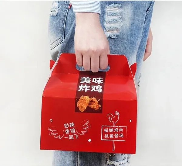 Atacado personalizado impresso friado fritas caixa de papel restaurante roast galinha kfc alimento rápido