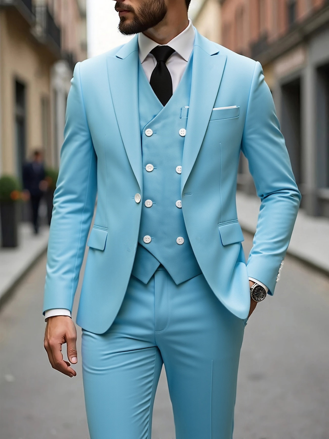 Light blue-top and suit pants