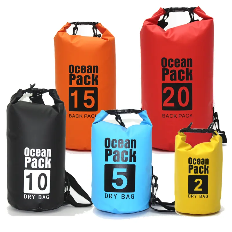 Açık toptan okyanus paketi 2L 3L 5L 10L 15L 20L 30L PVC branda su geçirmez kuru çanta su geçirmez sırt çantası