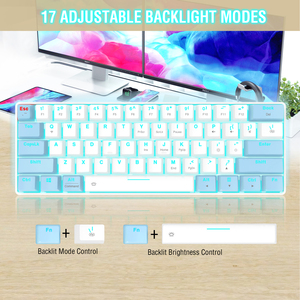 Teclado mecánico programable para videojuegos, 61 teclas, interruptores rojos BT y USB con cable - Product Image 4