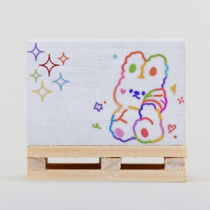 Cubo de notas con impresión de logotipo personalizado profesional, paleta de madera, notas adhesivas autoadhesivas, soporte para notas, almohadilla, bloque de cubo de papel, recarga - Product Image 3