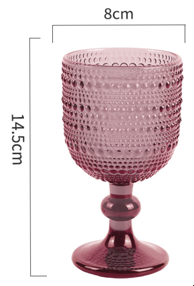 Copa de vino pequeña con punta de cuentas moradas de 240 ml