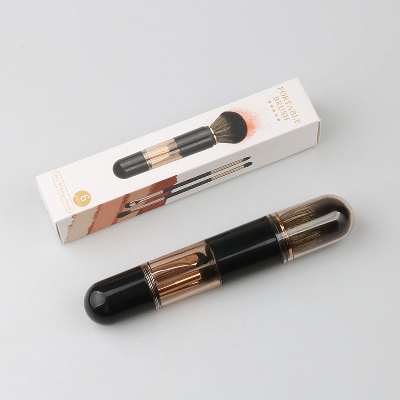 6in1 Portable Makeup Brush - Highlight Black in Color Box