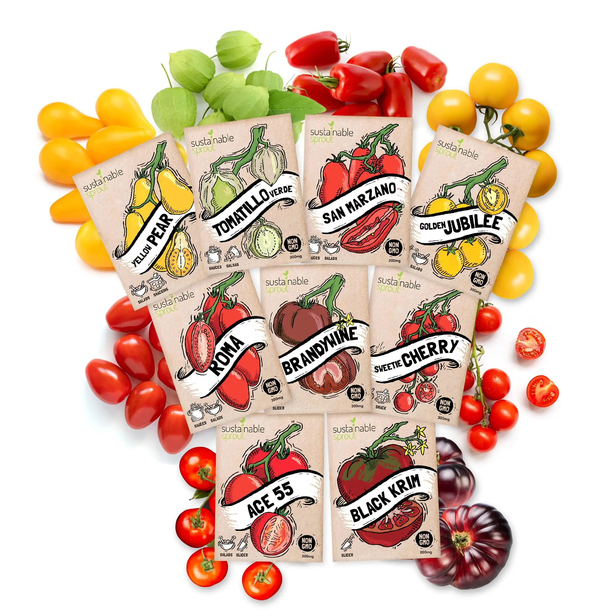 Tomato For Planting Variety 9 Pack-Cherry fertilizer Packet Bag Herb Garden Gift Set
