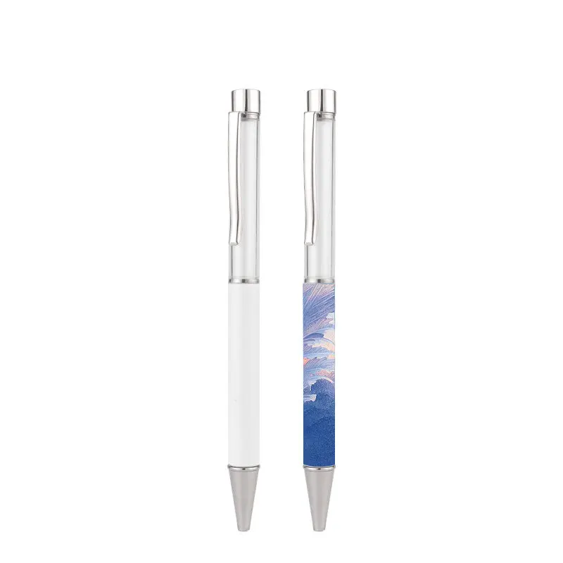 2023 new style sublimation snowglobe pen Sublimation Logo High Quality Metal DIY pen Sublimation Ballpoint Pen