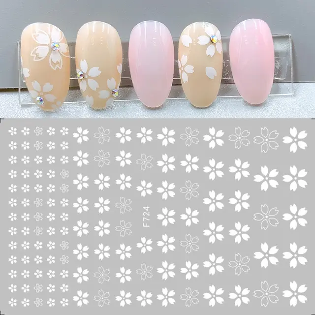 Bulk 3D cherry blossom nail art stickers flower stickers nails INS leaf white flowers nail stickers