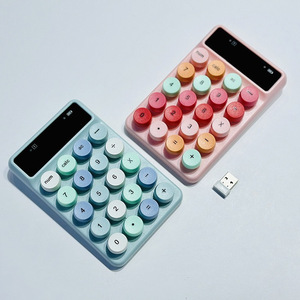 Lindo teclado numérico inalámbrico Macaron Color teclado Mini-portátil Retro tapa redonda teclado - Product Image 3