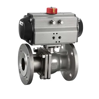 STAINLESS STEEL Q641F--16P-DN20 SOFT SEAL FLANGE BALL Valve with PNEUMATIC double acting quarter turn actuator