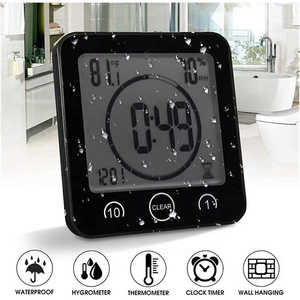 Bagno doccia digitale da cucina orologio da parete con allarme impermeabile per acqua Spray Touch Screen Timer di umidità della temperatura - Product Image 3