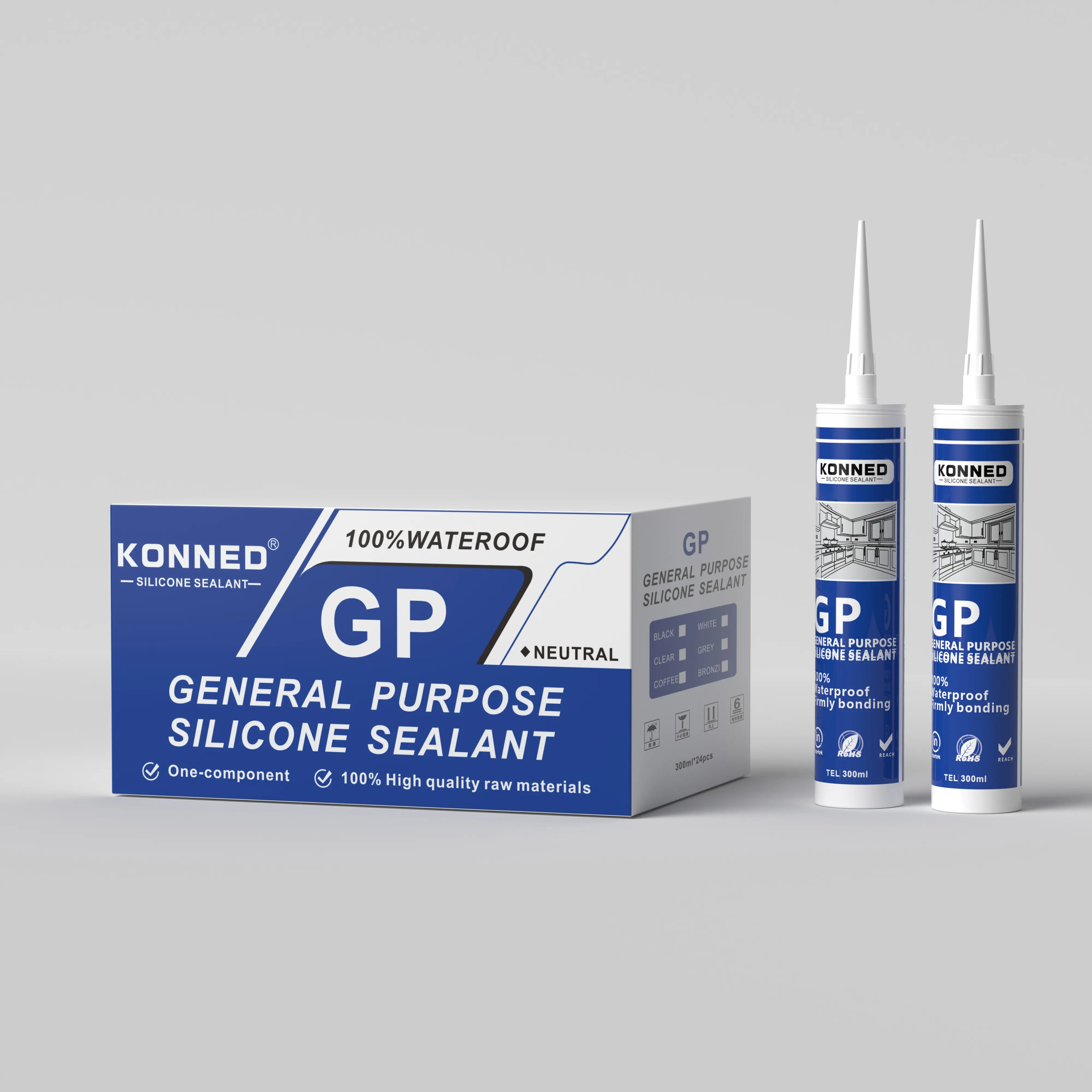 Konned giá acetic GP RTV Kính Sealant keo không thấm nước rõ ràng Silicone sealant cho cửa sổ