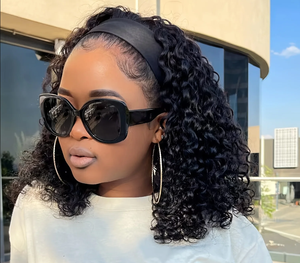 Kafa bandı peruk gerek tutkal brezilyalı insan saçı bakire <span class=keywords><strong>Remy</strong></span> Afro Kinky kıvırcık Jerry kıvırcık makine yapımı saç siyah kadınlar için
