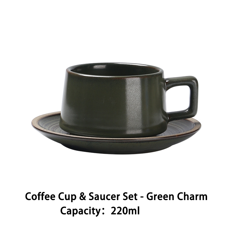 Coffee Cup & Saucer Set - Green Charm