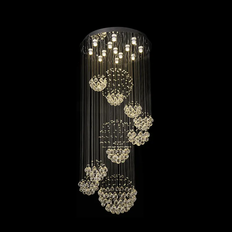 Spiraalvormige Plafondlamp Mode Helder/Grijs/Amber K9 Kristallen Woonkamer Kroonluchter Moderne Led Hangende Verlichting Voor Hotellobby