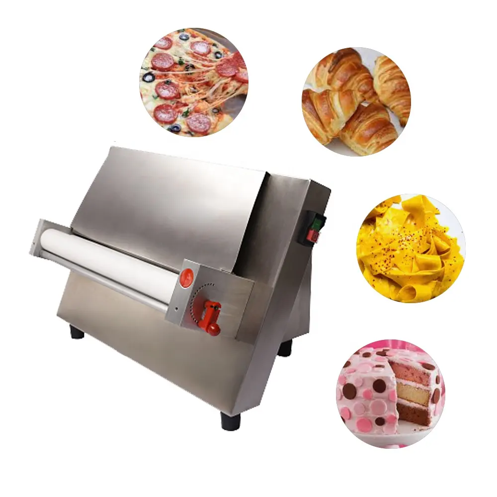 Mini laminadora de masa de chef, máquina de rodillo de masa eléctrica para pizza/PAN/fondantals de acero inoxidable para negocios y tiendas de pizza